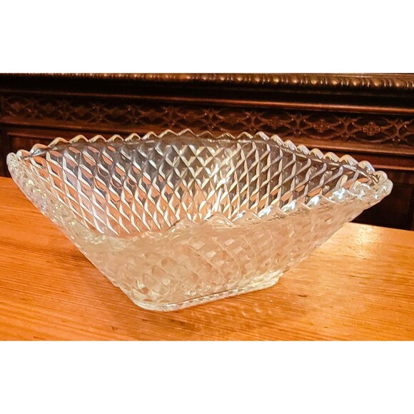 Anchor Hocking Glass Early American Clear VTG Basket weave Candy Fruit Bowl - Picture 10 of 10